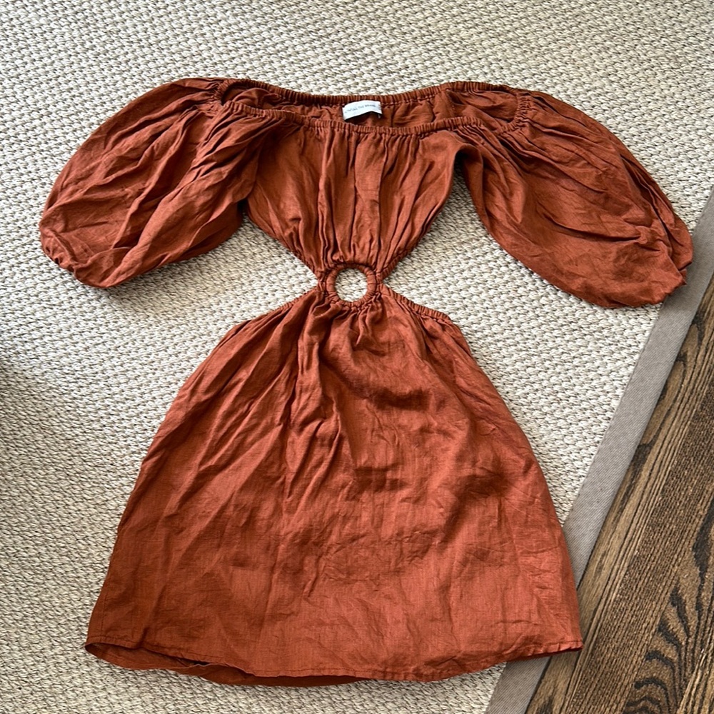 Rust Off-Shoulder Dress
